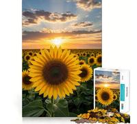 Puzzle da 1000 pezzi "Campo di girasoli al tramonto" per ragazzi, gioco stimolante e divertente, ideale per Natale 50x75cm