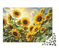 Puzzle da 1000 pezzi "Campo di girasoli all'alba" per adulti, gioco educativo, bella decorazione, difficile e stimolante, ideale per compleanni maschili e femminili, 70x50 cm/1000 pezzi.