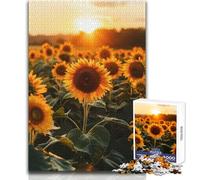 Puzzle da 1000 pezzi Campo di girasoli illuminato dal sole Giocattolo Gioco intellettuale Apprendimento Educativo Regalo per compleanni Dimensioni 50x75cm