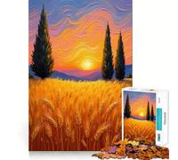 Puzzle da 1000 pezzi "Campo di grano al tramonto" per adolescenti, gioco intelligente e rilassante, da assemblare, ideale per la lista dei desideri di Babbo Natale 50x75cm