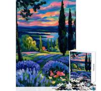 Puzzle da 1000 pezzi "Campo di lavanda al tramonto" gioco educativo difficile decorazione da parete per rafforzare l'amore tra le coppie (38x26cm)