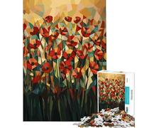 Puzzle da 1000 pezzi - Campo di papaveri geometrico originale - Giocattolo educativo per l'apprendimento - Gioco stimolante - Idee regalo (Dimensioni 38x26cm)