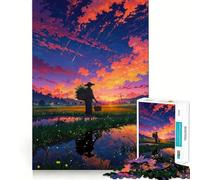 Puzzle da 1000 pezzi "Campo di riso al tramonto" per adulti, gioco di logica e relax, ideale come regalo 50x75cm