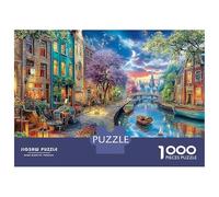 Puzzle da 1000 pezzi Canal Town, affascinante città europea, vista sulla strada, gioco educativo per adulti, bella decorazione, difficile, stimolante, per compleanno di uomini e donne, 52x38 cm.