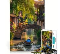 Puzzle da 1000 pezzi "Canale d'acqua in una tradizionale città cinese",un gioco stimolante per la mente,con taglio di alta precisione,ideale per ingannare il tempo (38x26cm)