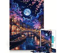 Puzzle da 1000 pezzi "Canale di Venezia di notte con luna" per ragazzi,ideale per un divertente gioco di memoria e per creare un'atmosfera rilassante in casa (38x52cm)