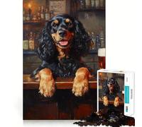 Puzzle da 1000 pezzi "Cane al bar" con bordi sottili,gioco di abilità per il cervello,rilassante,regalo di Natale (38x26cm)