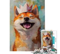 Puzzle da 1000 pezzi Cane con corona gioiosa Gioco avvincente per coltivare la pazienza Gioco educativo per divertimento in famiglia Idee regalo (dimensioni 38x26cm)