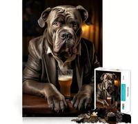 Puzzle da 1000 pezzi Cane Corso al pub,incastro perfetto,sfida artistica e mentale,gioco per il tempo libero,divertente regalo di compleanno (50x75cm)