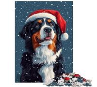 Puzzle da 1000 pezzi: Cane da montagna bernese con cappello di Babbo Natale | Decorazione natalizia da parete con cane divertente attività da fare in casa rompicapo di analisi e logica per ragazzi