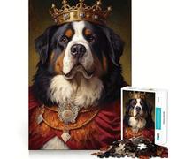 Puzzle da 1000 pezzi Cane da montagna bernese King,decorazione con bordi ben definiti,gioco di addestramento mentale,divertente e facile da usare,regalo di compleanno (50x75cm)