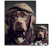 Puzzle da 1000 pezzi "Cane Hipster in Vestiti" in cartone, perfetto per decorazioni per la casa, compleanni, feste e regali, 26X38CM/10,23x14,96 pollici