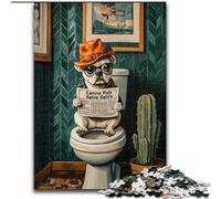 Puzzle da 1000 pezzi "Cane in Toilette", per adulti, ideale per decorare casa e ufficio, regalo perfetto per il compleanno (dimensioni 26x38cm)