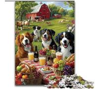 Puzzle da 1000 pezzi "Cani a un picnic", per adulti, 26x38cm, perfetto per decorare la casa o l'ufficio, ideale come regalo di Natale