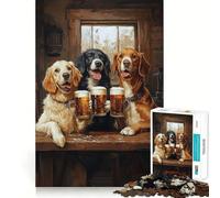 Puzzle da 1000 pezzi "Cani che brindano alla birra,amici della birra",taglio preciso,divertente sfida mentale,gioco per il tempo libero,compleanno,arte e divertimento (50x75cm)