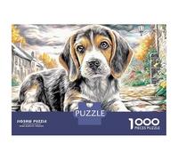 Puzzle da 1000 pezzi "Cani nel villaggio", cane Beagle sdraiato, per adulti dai 12 anni in su,ioco educativo, decorazione per la casa, sfida ad alta difficoltà, compleanno, 52x38 cm