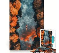Puzzle da 1000 pezzi Canoa in un fiume autunnale Gioco di precisione Gioco cognitivo Gioco lento Divertente Decorazione artistica natalizia (50x75cm)