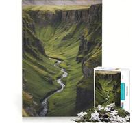 Puzzle da 1000 pezzi Canyon verde con fiume, gioco interattivo, regalo di compleanno, compleanno e Natale 50x75cm