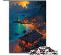 Puzzle da 1000 pezzi, capanna sulla spiaggia, regalo di Natale per adolescenti, riduzione dello stress, fantastico per la famiglia (dimensioni 50x75cm)