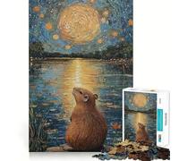 Puzzle da 1000 pezzi "Capibara sotto un cielo stellato" - Incastro perfetto - Gioco stimolante per la mente,ideale per il relax e come decorazione natalizia da parete (38x26cm)