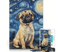 Puzzle da 1000 pezzi "Carlino nella notte stellata" per adolescenti, gioco di logica, giocattolo per la casa, divertimento assicurato, taglio preciso, regalo perfetto (38x26cm)