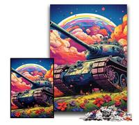 Puzzle da 1000 pezzi "Carro armato d'arte colorato" in cartone per adulti, 26x38cm, regalo perfetto per la festa della mamma, compleanni, Natale