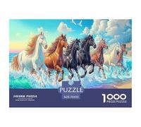 Puzzle da 1000 pezzi "Carrozza al chiaro di luna" per adulti: cavalli che corrono nell'acqua per tutta la famiglia, donne, regali per uomini, 70x50 cm/1000 pezzi