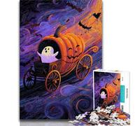 Puzzle da 1000 pezzi "Carrozza di zucca di Halloween" per adulti, regalo, gioco stimolante e gioco per famiglie, ideale come regalo per tutta la famiglia, 38x26cm