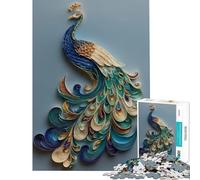 Puzzle da 1000 pezzi - Carta quilling con pavone giocattolo educativo gioco impossibile ideale per passare il tempo durante le vacanze o come regalo di compleanno (dimensioni 38x52cm)