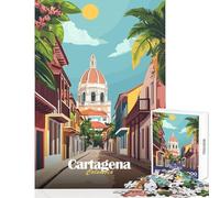Puzzle da 1000 pezzi Cartagena Colombia Scena di strada Decorazione per la casa Giocattoli Ottimo regalo per giochi Gioco pratico Lista dei desideri con Babbo Natale Dimensioni 38x52cm