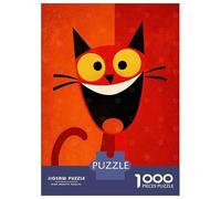 Puzzle Da 1000 Pezzi Cartoon Red Cat with Big Smile Puzzle Per Adulti Gioco Rompicapo Vacanza A Casa Ammazzare Il Tempo Offerta Come Regalo Per Tutta La Famiglia 38x26cm/1000pcs
