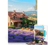 Puzzle da 1000 pezzi "Casa di pietra in un campo di lavanda" per adulti, gioco di puzzle per stimolare la mente, calma e relax, decorazione murale 50x75cm