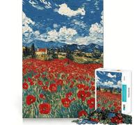 Puzzle da 1000 pezzi "Casa di primavera tra i papaveri" per ragazzi, gioco di logica e abilità, tranquillo, taglio preciso, sorpresa di Natale 38x52cm