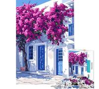 Puzzle da 1000 pezzi Casa mediterranea con bouganville ideale per compleanni Natale e come gioco divertente e umoristico per tutta la famiglia dai 14 anni in su (38x26cm)
