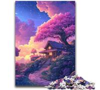 Puzzle da 1000 pezzi "Casa sotto i ciliegi in fiore" per adulti e ragazzi, modelli da assemblare, attività divertenti da fare a casa, regalo di compleanno, regali da viaggio (50x75cm)