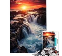 Puzzle da 1000 pezzi "Cascata al tramonto" - Gioco per famiglie - Sfida per l'intelligenza - Giocattolo avvincente - Ottimo regalo per compleanni (Dimensioni 38x52cm)