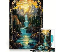 Puzzle da 1000 pezzi "Cascata al tramonto surreale" per adolescenti, gioco cognitivo, svago rilassante, assemblaggio di motivi, opera d'arte 50x75cm