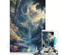 Puzzle da 1000 pezzi "Cascata dei sogni fantasy", gioco interattivo, allena la mente e la manualità, con pezzi a incastro di forma casuale 38x26cm