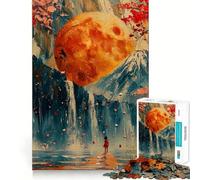 Puzzle da 1000 pezzi "Cascata di Luna di Sangue Sogno" con bordi senza soluzione di continuità,gioco di logica e divertimento,ideale per momenti di svago,regalo artistico di Natale 38x26cm