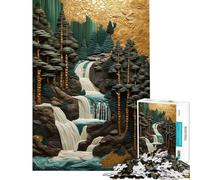 Puzzle da 1000 pezzi "Cascata Dorata" - Sfida Educativa - Gioco per Facilitatori - Adatto a Persone dai 14 anni in su (50x75cm)