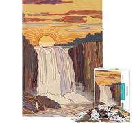 Puzzle da 1000 pezzi "Cascata mattutina raggi dell'alba" attività divertenti da fare a casa sfida impegnativa giocattolo antistress per ragazzi dai 14 anni in su (50x75cm)