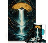 Puzzle da 1000 pezzi "Cascata nel cerchio dorato" per ragazzi,divertente gioco di memoria,incastro perfetto,senza spazi vuoti,attività serale per tutta la famiglia (50x75cm)