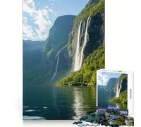 Puzzle da 1000 pezzi "Cascata nel fiordo" per adulti e ragazzi, ideale per l'allenamento mentale, il tempo libero consapevole, il taglio uniforme e le sorprese di compleanno (38x26cm)