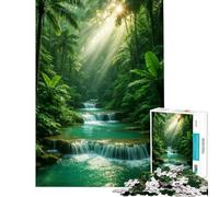 Puzzle da 1000 pezzi - Cascata tropicale in una lussureggiante foresta verde Puzzle da 1000 pezzi per la decorazione della casa giocattolo difficile ideale come regalo (75x50cm)