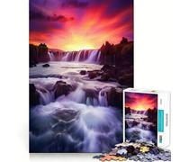 Puzzle da 1000 pezzi "Cascate al tramonto" per ragazzi, gioco di logica e divertimento rilassante con bordi lisci, idea regalo creativa 50x75cm