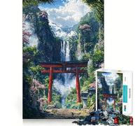Puzzle da 1000 pezzi "Cascate Sacre del Santuario Nascosto" per Adolescenti, Gioco di Logica Stimolante, Divertimento in Famiglia, Bordi Rifiniti, Una Sorpresa Calda (50x75cm)