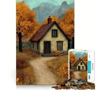 Puzzle da 1000 pezzi "Casetta autunnale in montagna" con bordi sottili,gioco di logica e svago,ideale come regalo di compleanno (38x26cm)