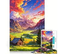 Puzzle da 1000 pezzi "Casetta di montagna al tramonto" per ragazzi, gioco di intelletto, momento di condivisione, taglio di qualità, regalo memorabile (50x75cm)