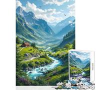 Puzzle da 1000 pezzi: Casetta in montagna nella valle vicino a un fiume Giochi divertenti per le vacanze a casa per passare il tempo decorazioni per la casa giocattoli per migliorare l'amore