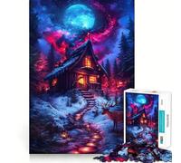 Puzzle da 1000 pezzi Casetta invernale sotto un cielo cosmico - Gioco di logica e divertimento - Design senza spazi vuoti e a incastro perfetto riunioni di famiglia (50x75cm)
